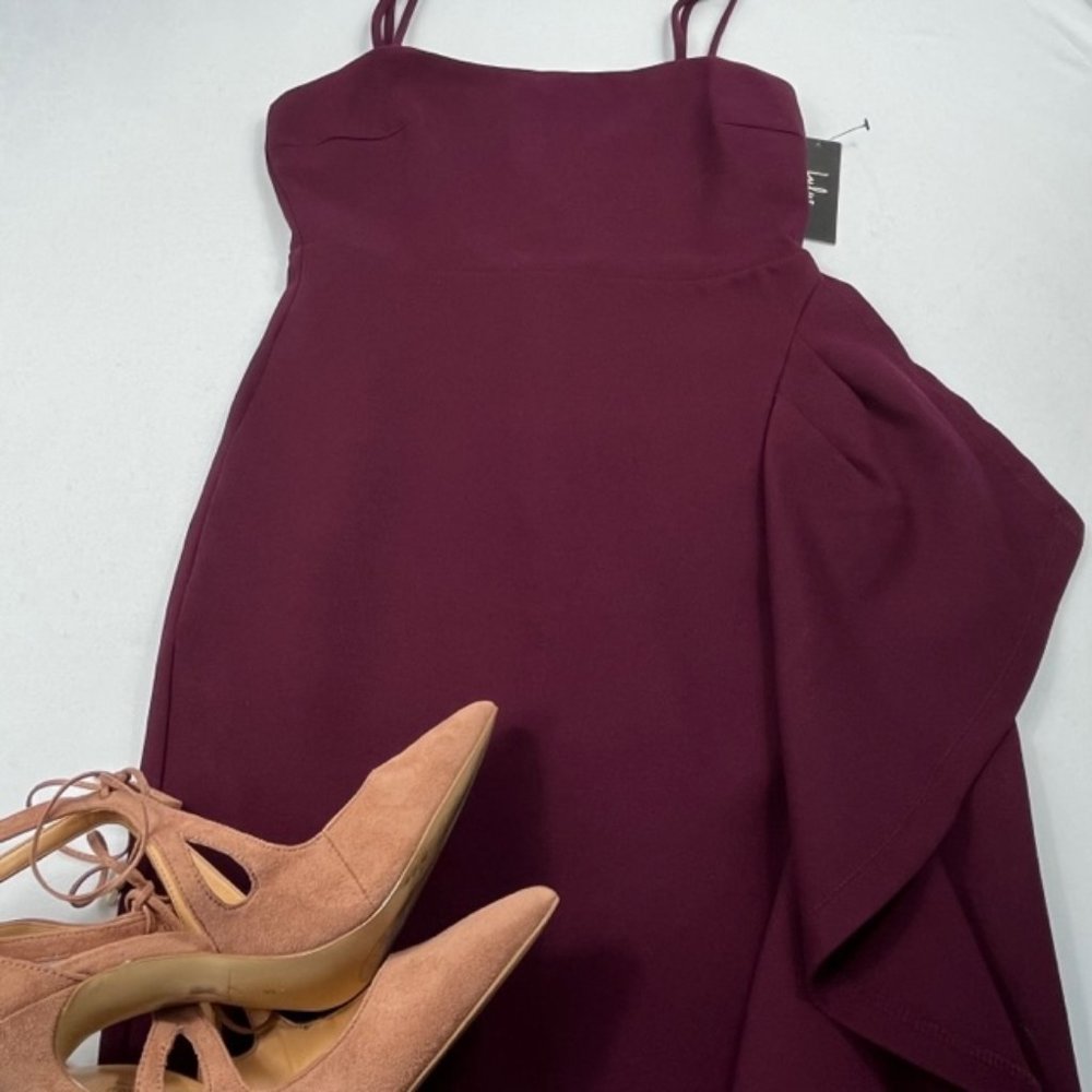 Lulu's Adelaide Burgundy/Wine Ruffled Bodycon Dress Sz S NWT